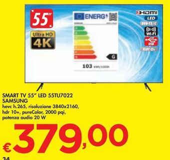 Bennet Smart tv 55'' led 55tu7022 samsung offerta