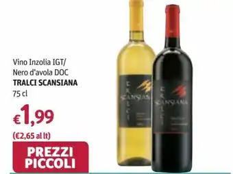 Futura Supermercati Tralci Scansiana Vino Inzolia IGT/Nero d'avola DOC 75 cl offerta