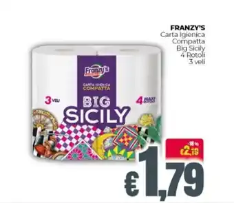 Franzy's Franzy's Carta Igienica Compatta Big Sicily 4 Rotoli 3 veli offerta