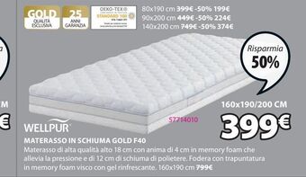 JYSK Materasso in schiuma gold f40 offerta