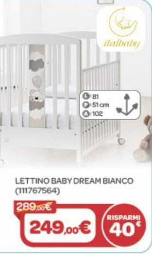 Bimbo Store Lettino baby dream bianco offerta