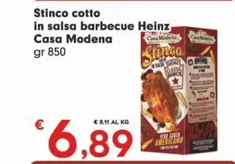 Eurospar Stinco cotto in salsa barbecue heinz casa modena gr 850 offerta