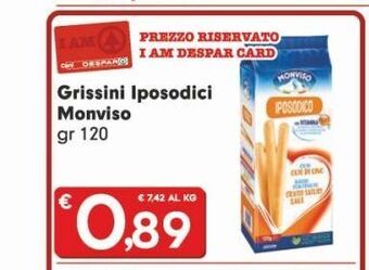 Eurospar Grissini iposodici monviso gr 120 offerta