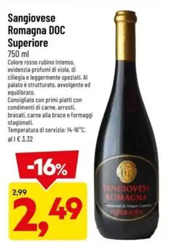 DPiù Sangiovese Romagna DOC Superiore 750 ml offerta