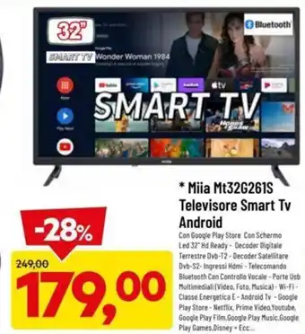 DPiù Miia Mt32G261S Televisore Smart Tv Android offerta