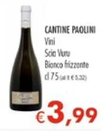 MerSi Supermercati Cantine Paolini Vini Soio Vuru Bionco frizzante 75 cl offerta