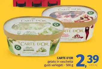 Pam Carte d'Or gelato in vaschetta gusti variegati - 500 g offerta