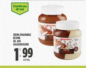 Crema spalmabile despar gr 400 cacao/bicolore