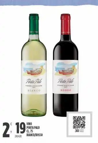 Eurospar Vino porta palo cl 75 bianco/rosso offerta