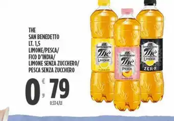 Eurospar The san benedetto lt 1.5 limone/pesca/fico d'india/limone senza zucchero/pesca senza zucchero offerta
