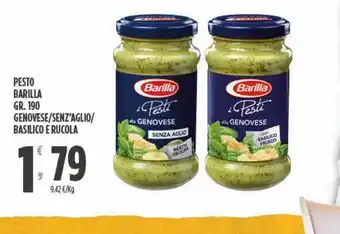 Eurospar Pesto barilla gr 190 genovese/senz'aglio/basilico e rucola offerta