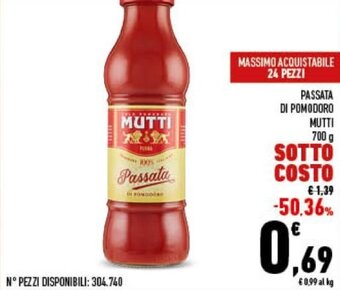Conad Mutti Passata di Pomodoro 700 g offerta