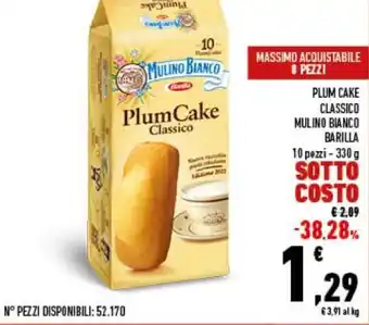 Conad Barilla Mulino Bianco Plum Cake Classico 10 pezzi - 330 g offerta
