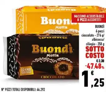 Conad Motta Buondì 6 pezzi 276 g/258 g offerta