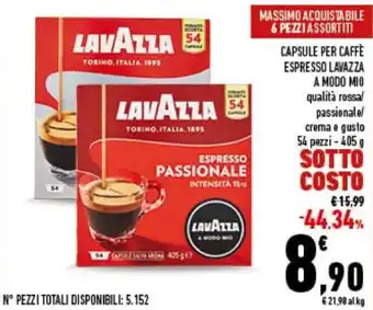 Conad Lavazza Capsule per Caffè Espresso a Modo Mio 54 pezzi - 405 g offerta