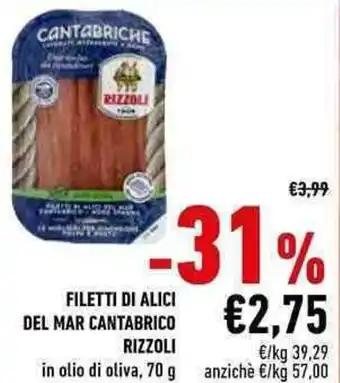 Conad City Rizzoli Filetti di Alici del Mar Cantabrico 70 g offerta