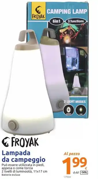 Action Froyak Lampada da campeggio 11x17 cm offerta