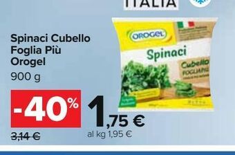 Carrefour Iper Spinaci cubello foglia più orogel offerta