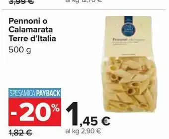 Carrefour Iper Pennoni o calamarata terre d'italia offerta