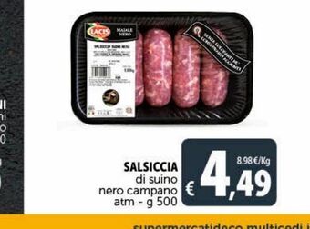 Salsiccia di suino nero campo atm g 500
