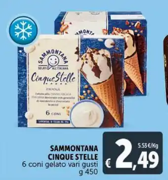 Deco Market 6 coni gelato vari gusti sammontana cinque stelle offerta