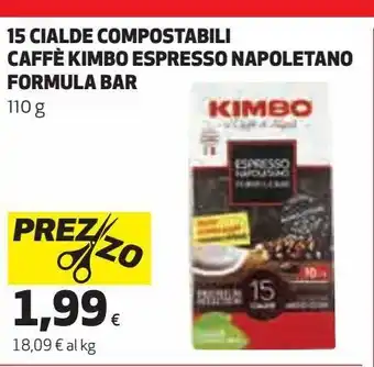 Coop 15 cialde compostibili caffè kimbo espresso napoletano formula bar offerta