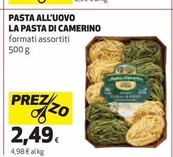 Coop Pasta all' uovo la pasta di camerino offerta
