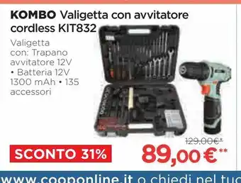 Ipercoop Kombo valigetta con avvitatore cordless kit832 offerta