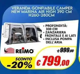 Reimo Veranda Gonfiabile Camper New Marina Air High 390 cm H260-280cm