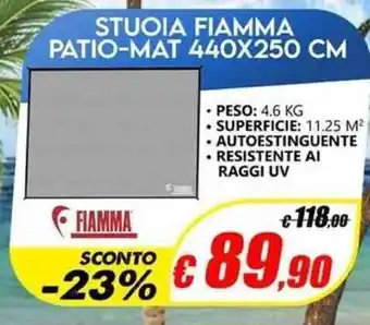 Camping Sport Magenta Fiamma Stuoia Patio-mat 440X250 CM offerta
