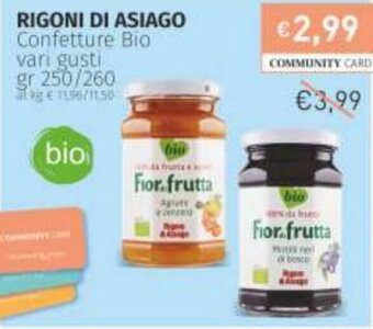 Rigoni di Asiago Confetture Bio vari gusti gr 250/260