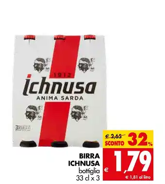 Tigros Ichnusa Birra 33 cl x 3 offerta