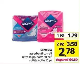 Pam Nuvenia assorbenti con ali 14 pz/10 pz/ offerta