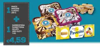 Pam Pavesi Pavesini Classici 200 g + Sammontana Sorbetteria Gelato vari gusti 1 kg offerta