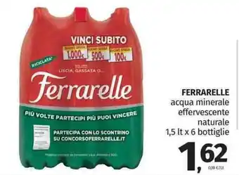 Pam Ferrarelle Acqua minerale effervescente naturale 1,5 lt x 6 bottiglie offerta