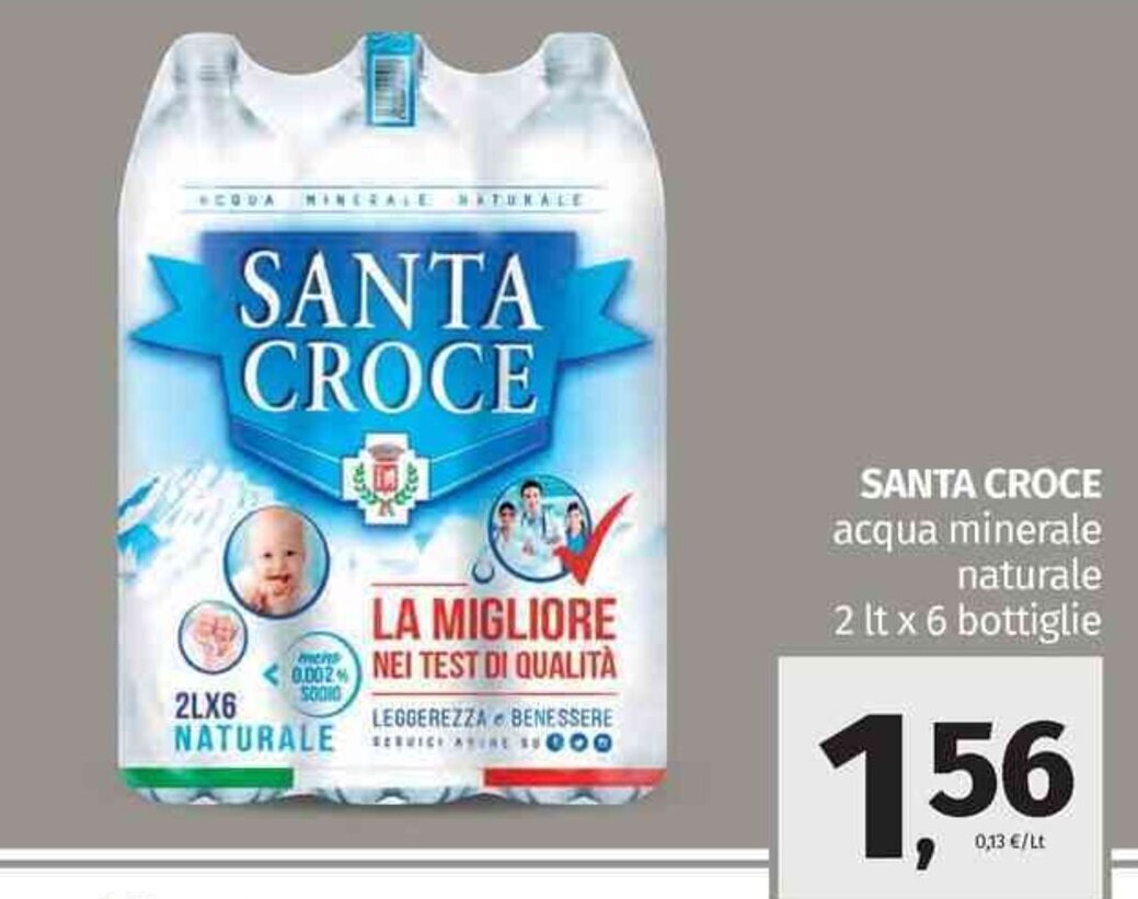 Santa Croce acqua minerale naturale 2 lt x 6 bottiglie offerta di Pam