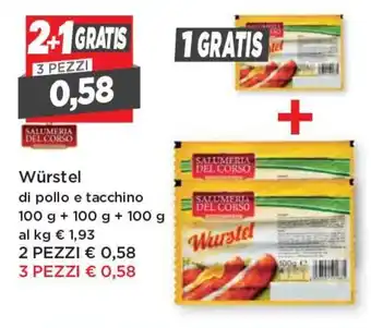 DPiù Salumeria del Corso Würstel 100g offerta