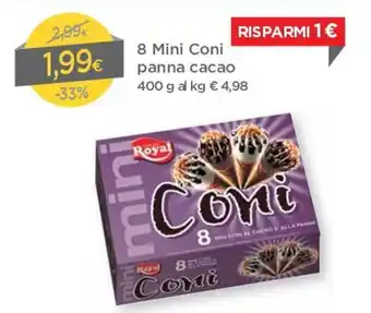 DPiù Royal 8 Mini Coni Panna Cacao 400g offerta