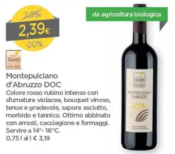 DPiù Montepulciano d'Abruzzo DOC 0,75L offerta