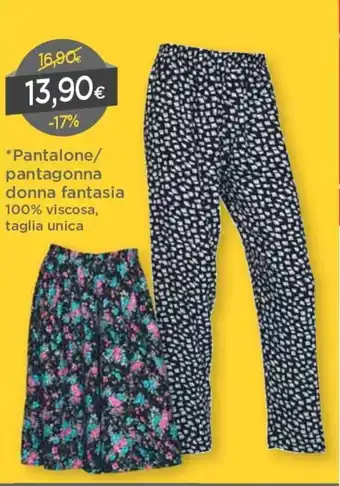 DPiù Pantalone/Pantagonna Donna Fantasia offerta