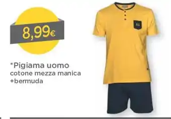 DPiù Pigiama Uomo Cotone mezza manica+bermuda offerta