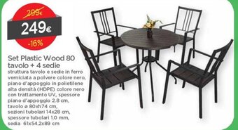 DPiù Set Plastic Wood 80 Tavolo + 4 Sedie offerta