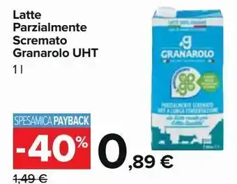 Carrefour Market Latte parzialmente scremato granarolo uht offerta