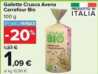 Carrefour Market Gallette crusca avena carrefour bio offerta