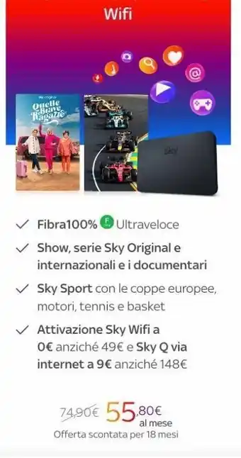 Sky tv + sky sport + sky  wifi  sky origina  quelle  sky  ✓ fibra100%  ultraveloce  ✓ show, serie sky original e  internazion
