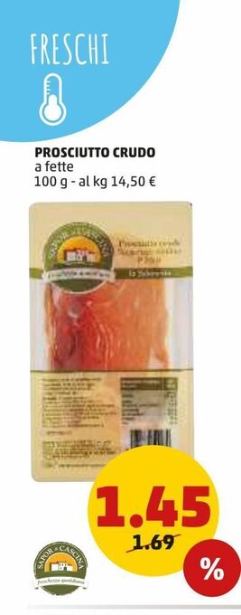 PENNY Prosciutto crudo a fette 100g offerta