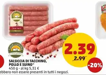 PENNY Salsiccia di tacchino, pollo e suino offerta