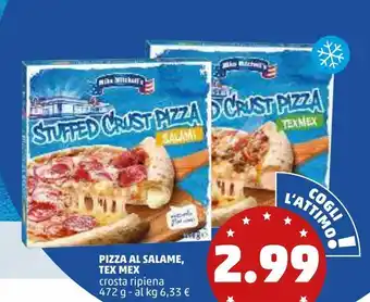 PENNY Pizza al salame, tex mex crosta ripiena 472g offerta