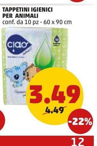 PENNY Tappetini igienici per animali conf. da 10pz offerta