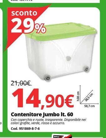 Brico Io Contenitore jumbo lt. 60 offerta